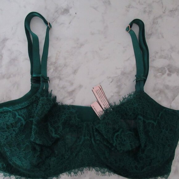 Victorias Secret Bra 34DDD Push Up Without Padding Green Lace Underwire - Picture 1 of 7